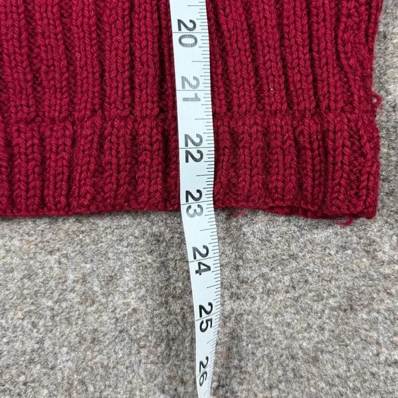 Vintage Hand Knit Maroon Cable-knit V-Neck Sweater Vest Women’s S/M Preppy Retro - Picture 4 of 6